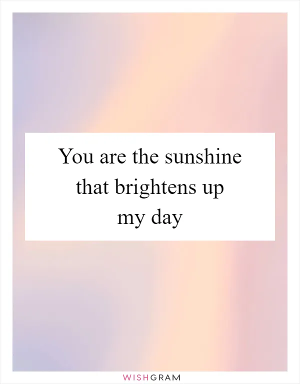 You are the sunshine that brightens up my day