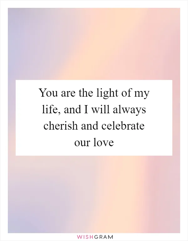 You are the light of my life, and I will always cherish and celebrate our love