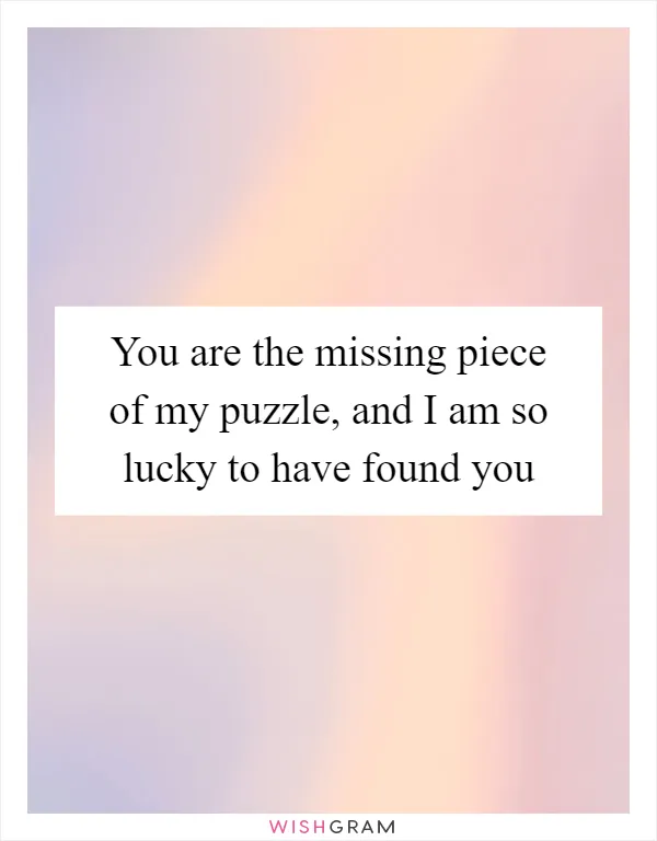 You are the missing piece of my puzzle, and I am so lucky to have found you