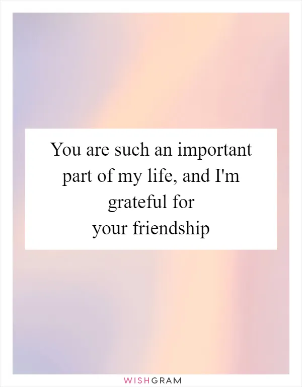You are such an important part of my life, and I'm grateful for your friendship