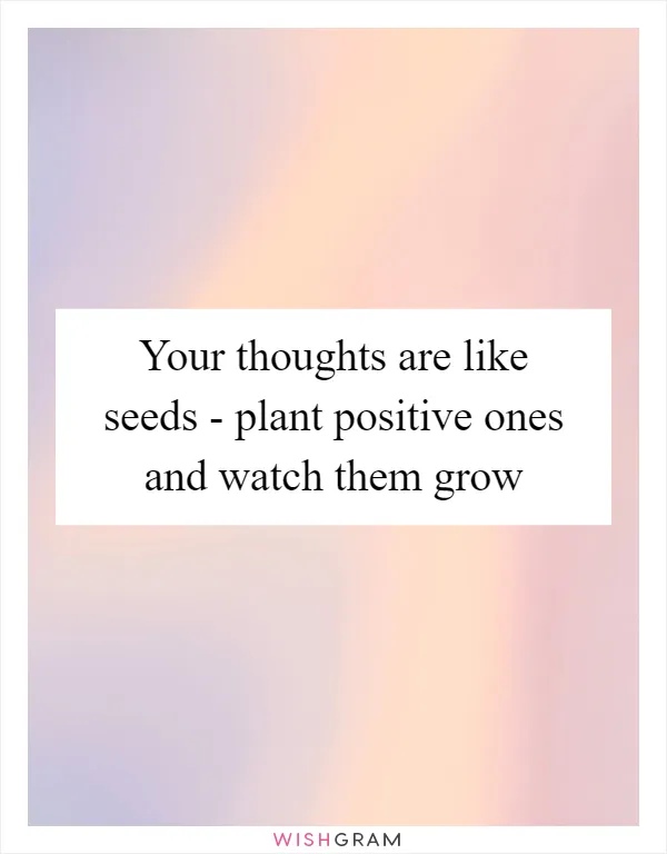 Your thoughts are like seeds - plant positive ones and watch them grow