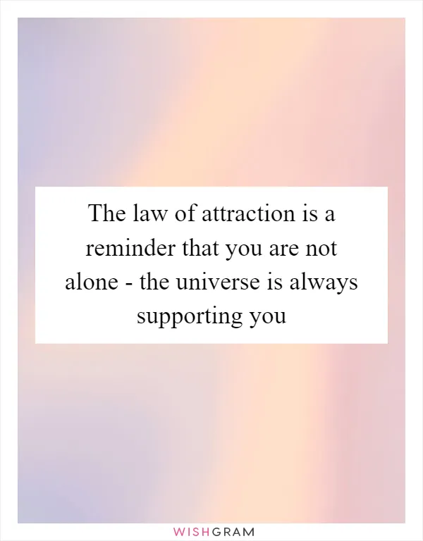 The law of attraction is a reminder that you are not alone - the universe is always supporting you