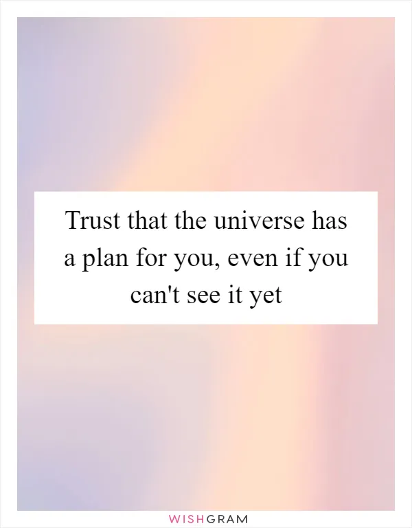 Trust that the universe has a plan for you, even if you can't see it yet