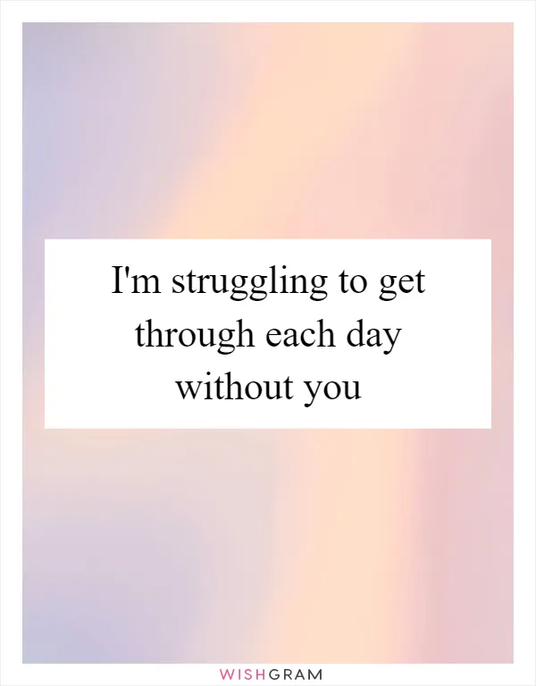 I'm struggling to get through each day without you