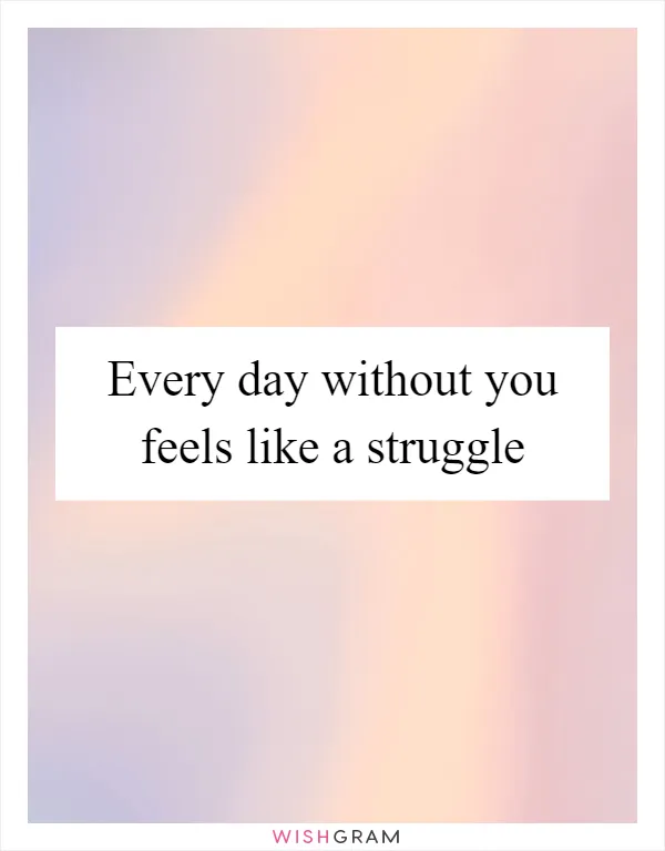 Every day without you feels like a struggle