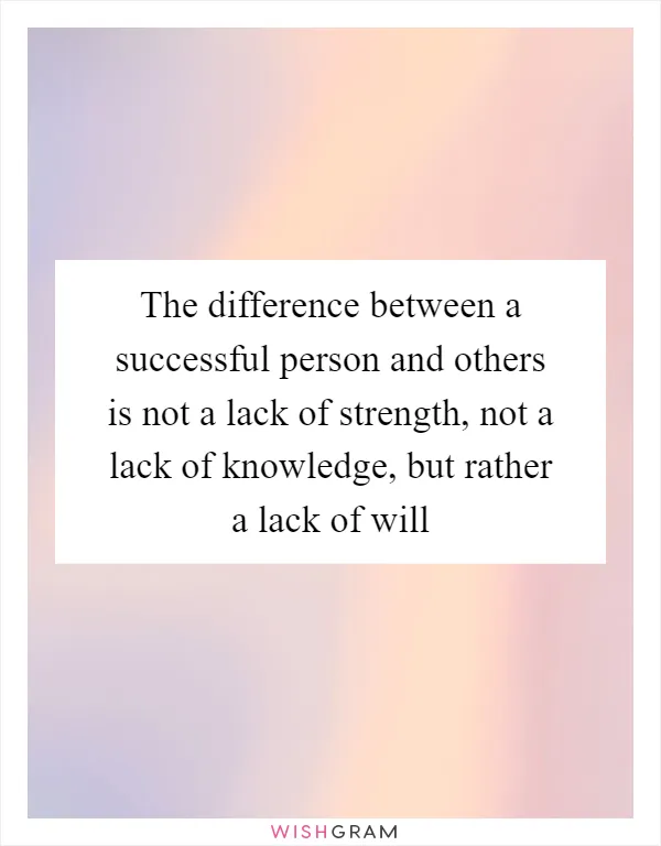 The difference between a successful person and others is not a lack of strength, not a lack of knowledge, but rather a lack of will