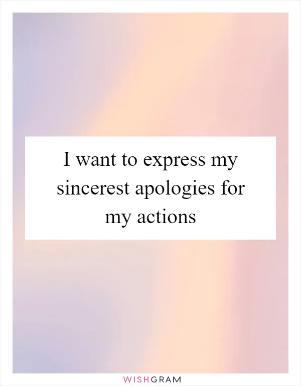 I want to express my sincerest apologies for my actions