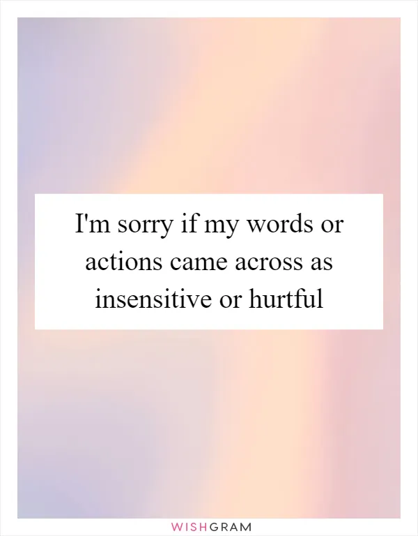 I'm sorry if my words or actions came across as insensitive or hurtful