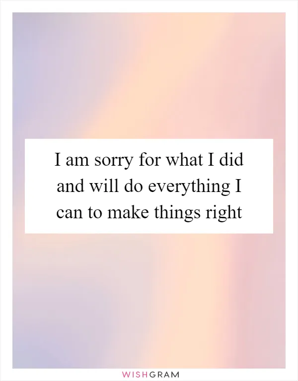 I am sorry for what I did and will do everything I can to make things right