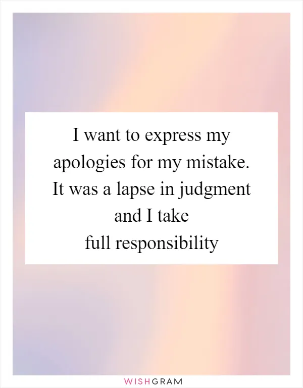I want to express my apologies for my mistake. It was a lapse in judgment and I take full responsibility