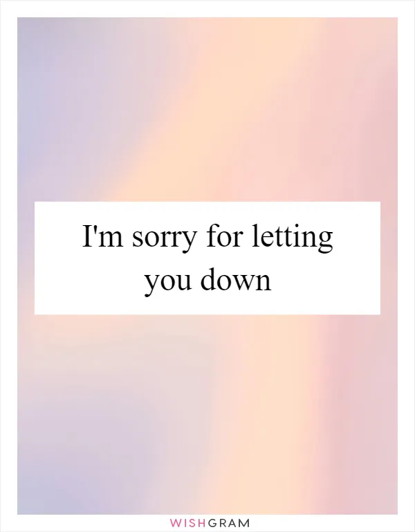 I'm sorry for letting you down