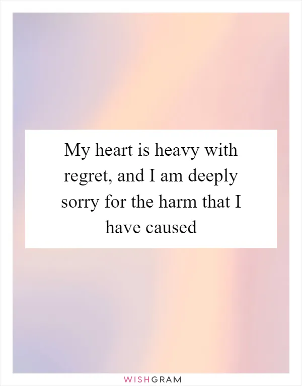 My heart is heavy with regret, and I am deeply sorry for the harm that I have caused