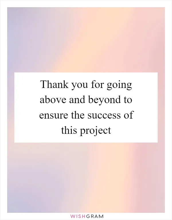 Thank you for going above and beyond to ensure the success of this project