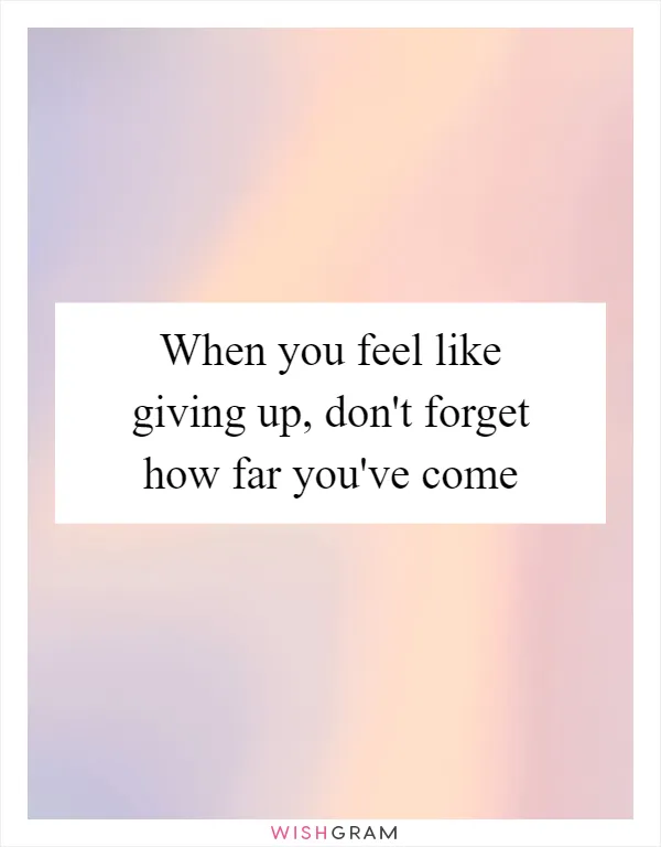 When you feel like giving up, don't forget how far you've come