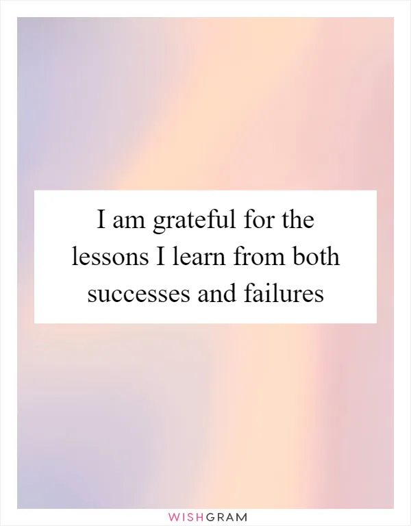 I am grateful for the lessons I learn from both successes and failures