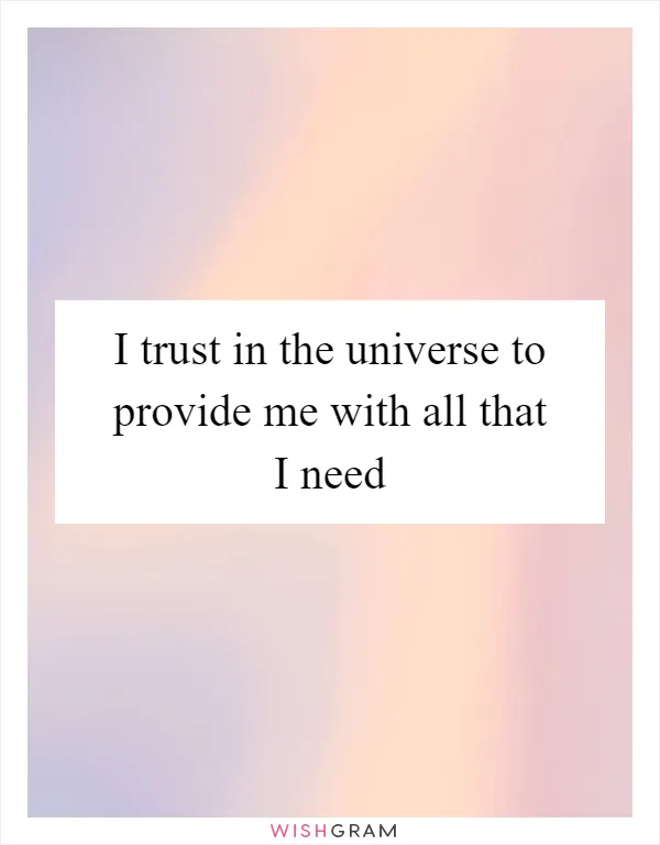 I trust in the universe to provide me with all that I need