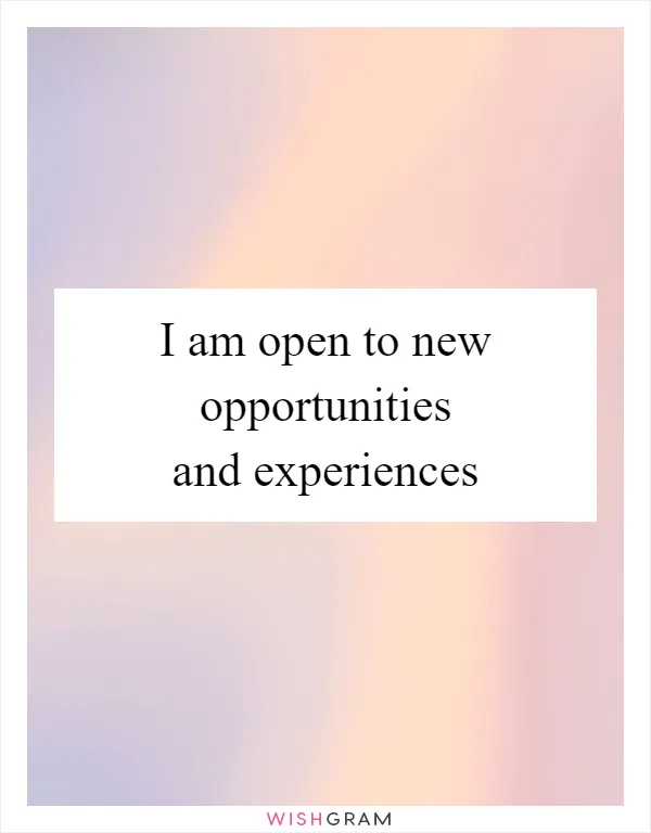 I am open to new opportunities and experiences