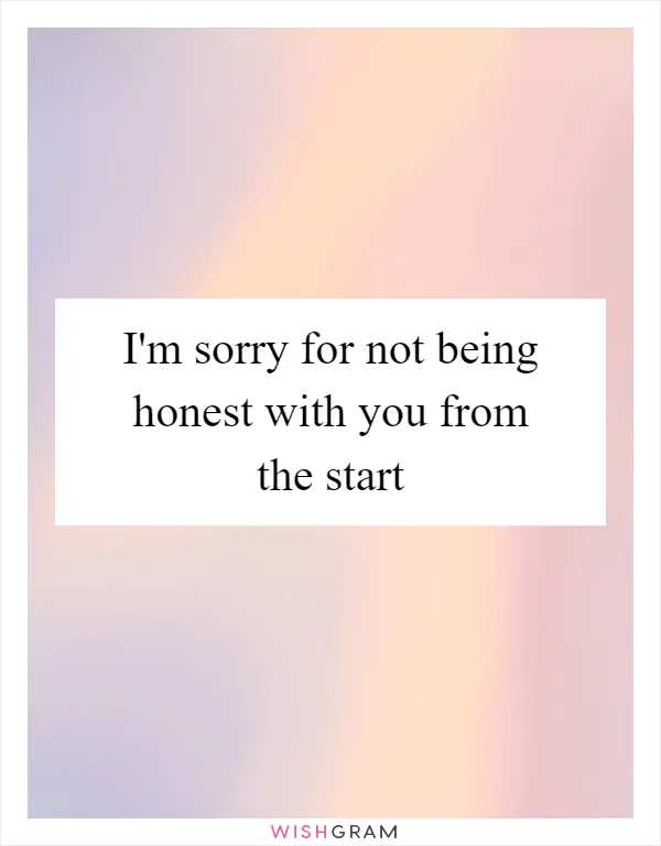 I'm sorry for not being honest with you from the start