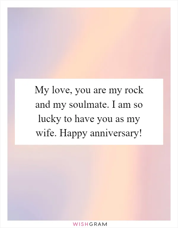 My love, you are my rock and my soulmate. I am so lucky to have you as my wife. Happy anniversary!