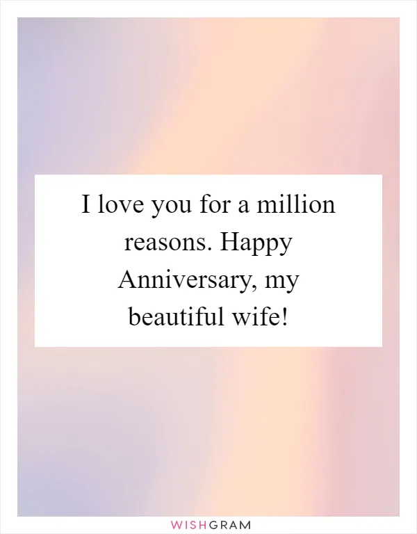 I love you for a million reasons. Happy Anniversary, my beautiful wife!