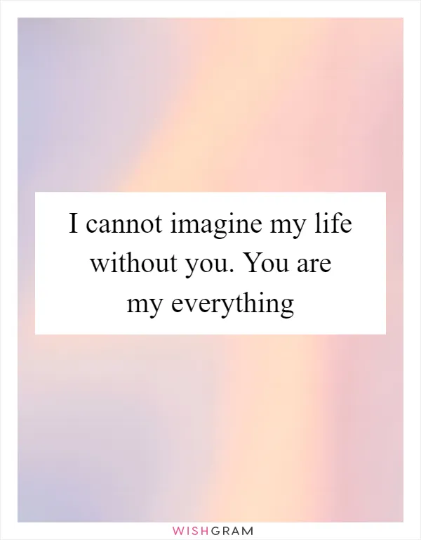 I cannot imagine my life without you. You are my everything