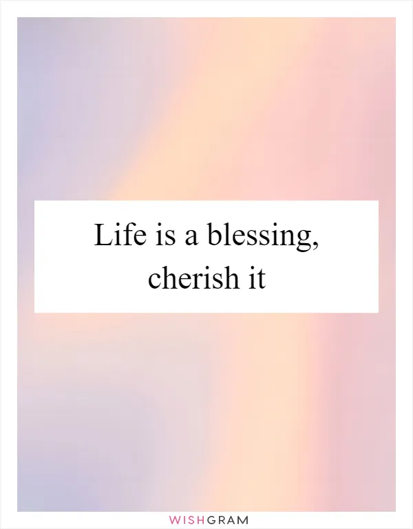 Life is a blessing, cherish it