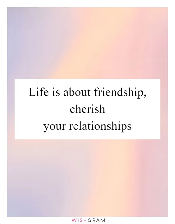 Life is about friendship, cherish your relationships