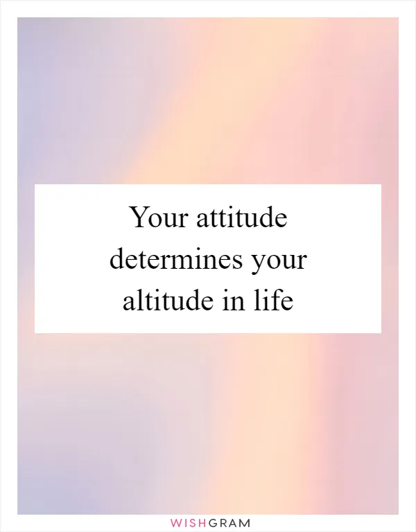 Your attitude determines your altitude in life