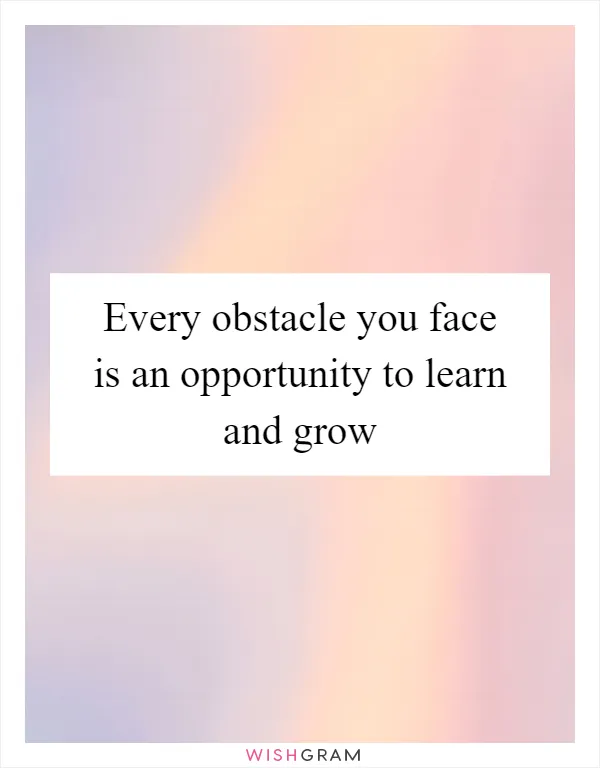 Every obstacle you face is an opportunity to learn and grow