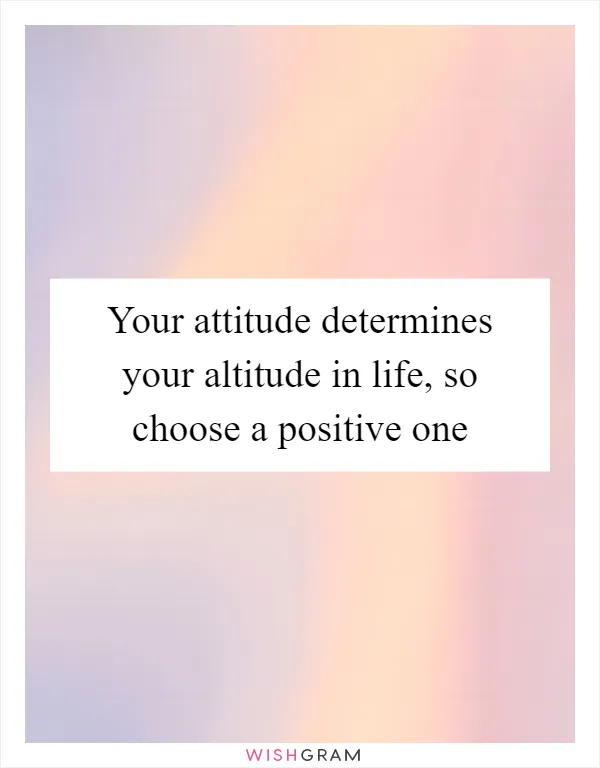 Your attitude determines your altitude in life, so choose a positive one