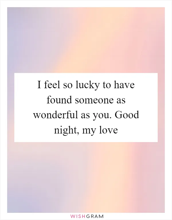 I feel so lucky to have found someone as wonderful as you. Good night, my love