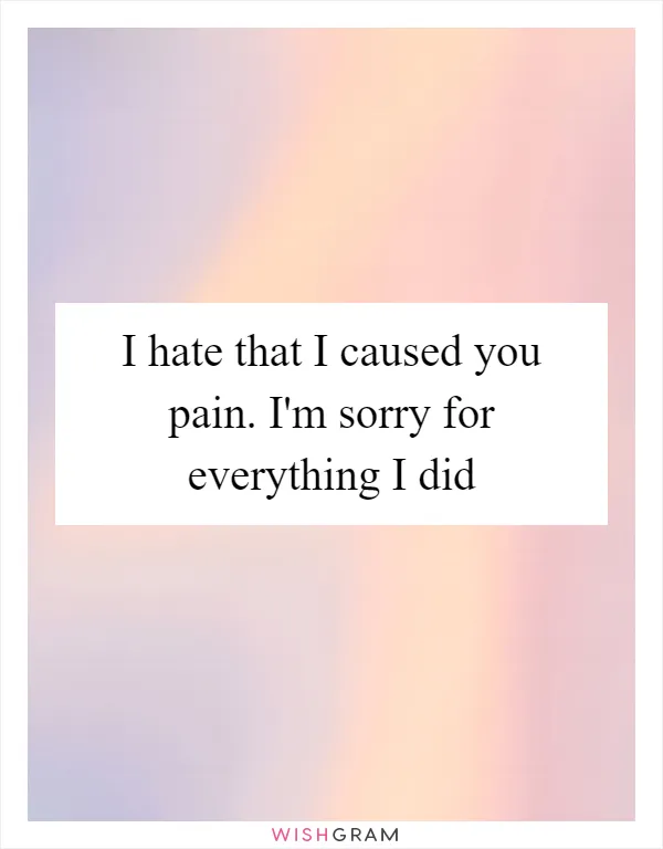 I hate that I caused you pain. I'm sorry for everything I did