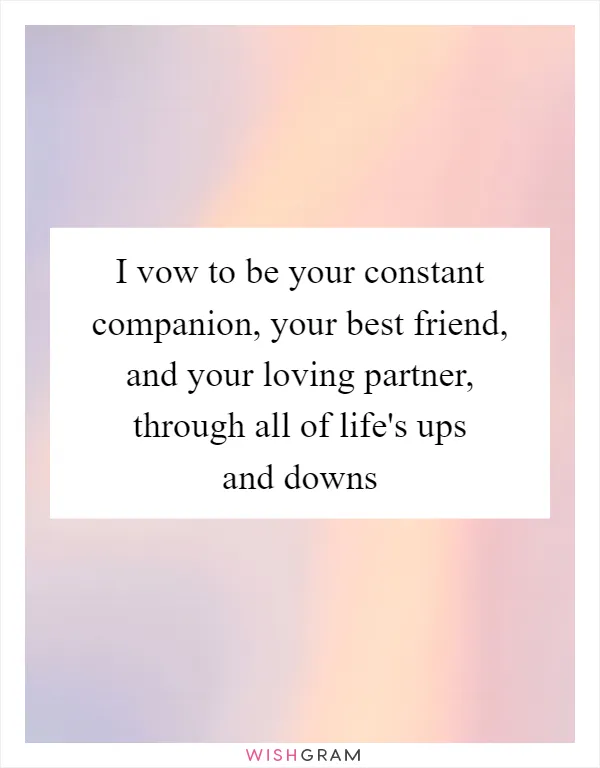 I vow to be your constant companion, your best friend, and your loving partner, through all of life's ups and downs