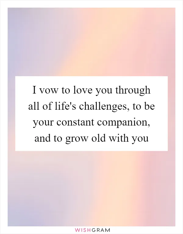 I vow to love you through all of life's challenges, to be your constant companion, and to grow old with you