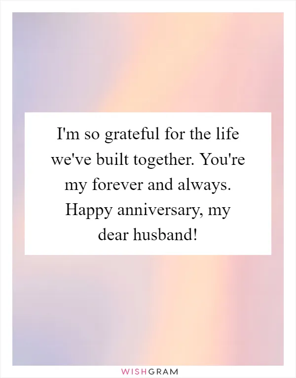 I'm so grateful for the life we've built together. You're my forever and always. Happy anniversary, my dear husband!