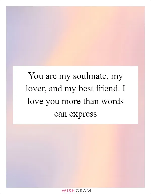 You are my soulmate, my lover, and my best friend. I love you more than words can express