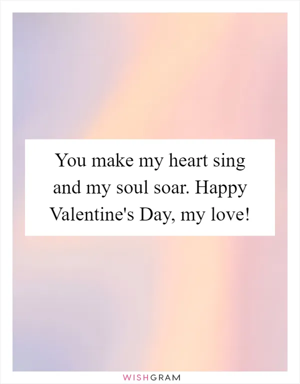 You make my heart sing and my soul soar. Happy Valentine's Day, my love!
