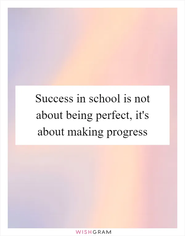 Success in school is not about being perfect, it's about making progress