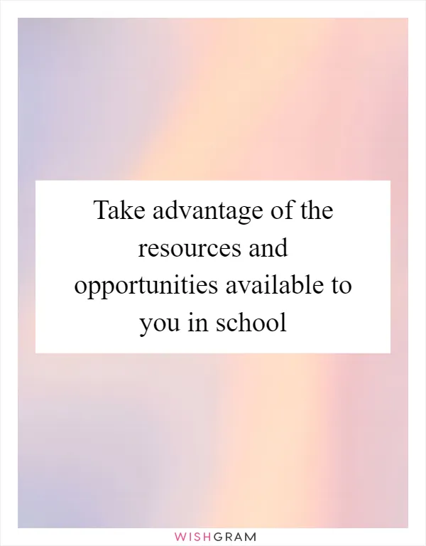 Take advantage of the resources and opportunities available to you in school