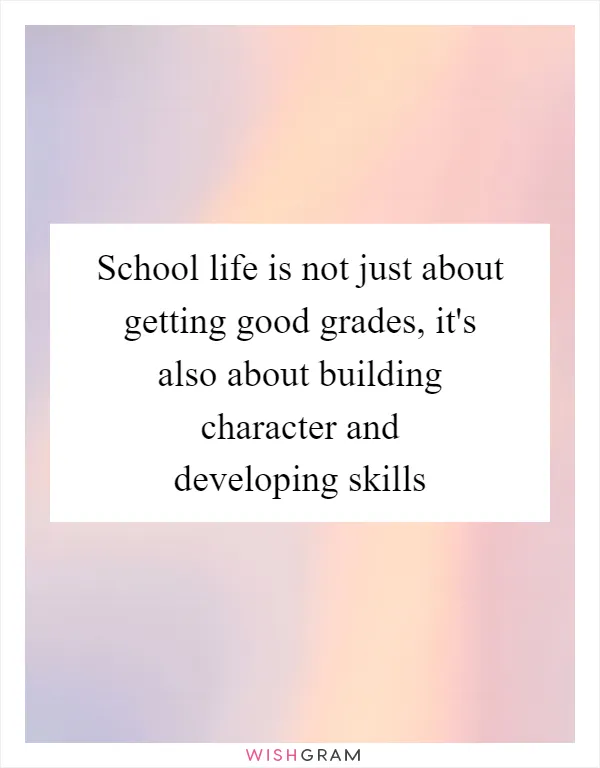 School life is not just about getting good grades, it's also about building character and developing skills