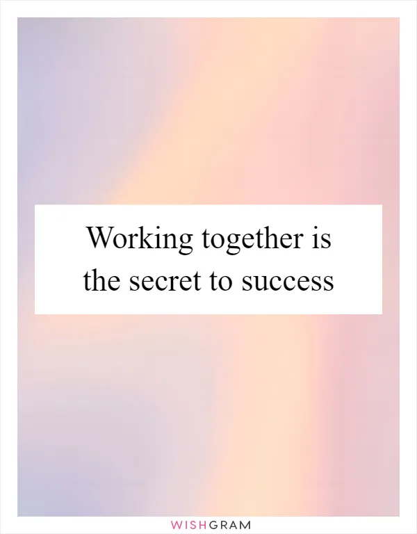 Working together is the secret to success
