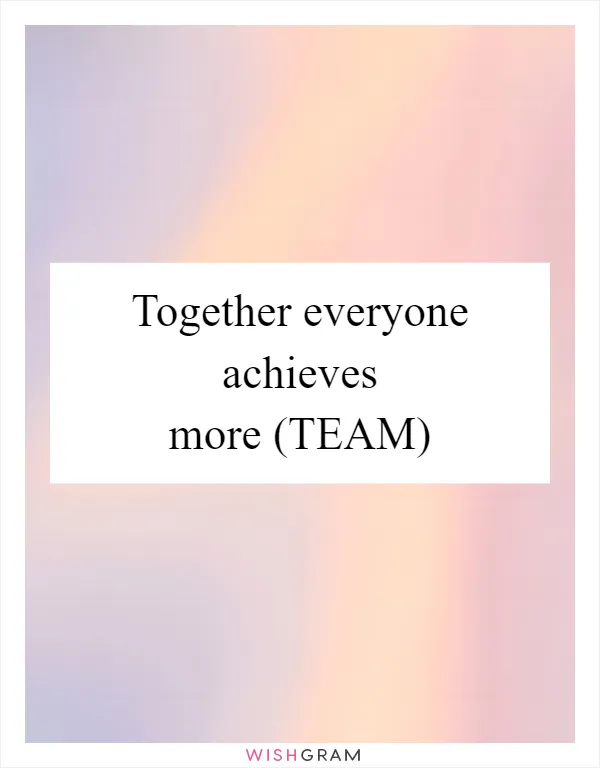 Together everyone achieves more (TEAM)