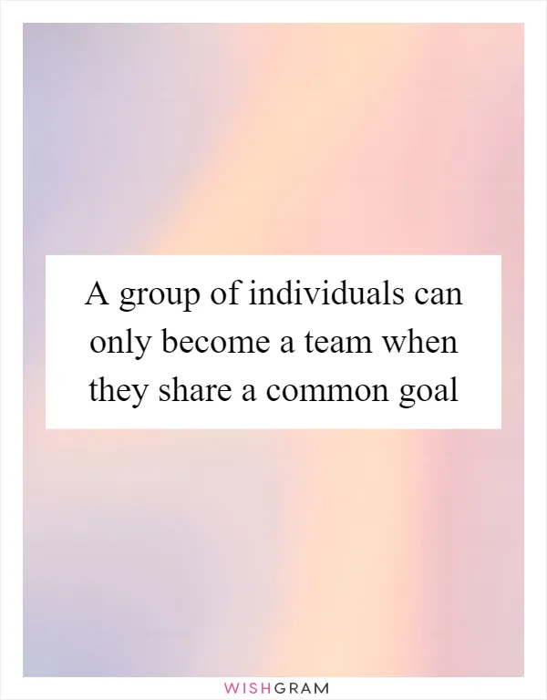 A group of individuals can only become a team when they share a common goal