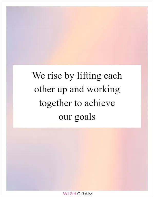 We rise by lifting each other up and working together to achieve our goals