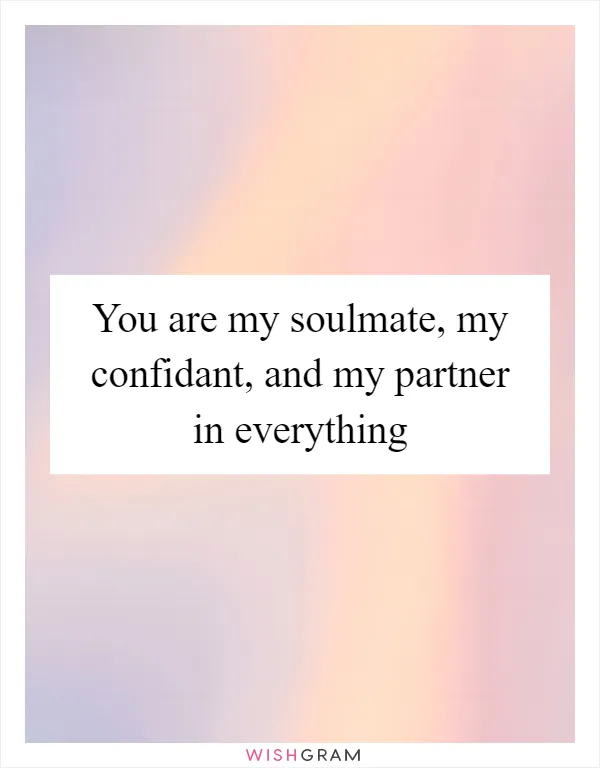 You are my soulmate, my confidant, and my partner in everything
