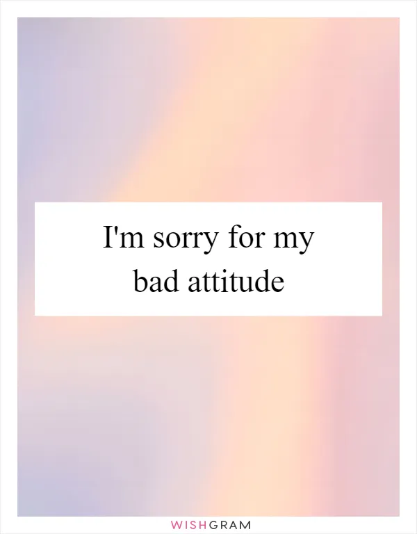 I'm sorry for my bad attitude