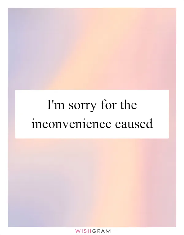I'm sorry for the inconvenience caused