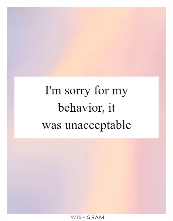 I'm sorry for my behavior, it was unacceptable