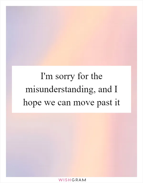 I'm sorry for the misunderstanding, and I hope we can move past it