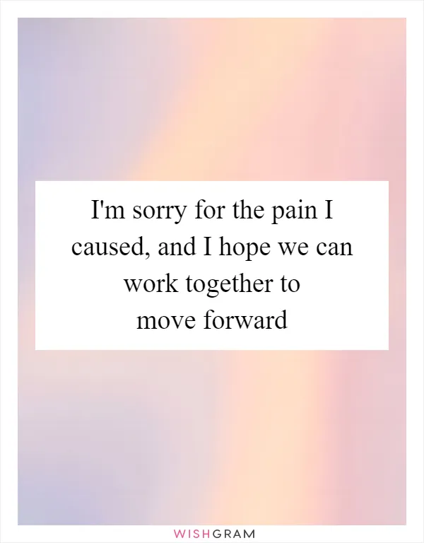 I'm sorry for the pain I caused, and I hope we can work together to move forward